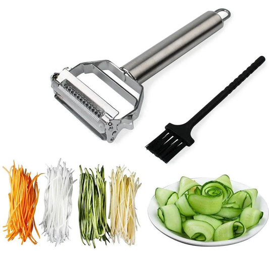 Stainless Steel Vegetable Cutter, Slicer & Peeler - Multifunctional Kitchen Tool - Small/Large Sizes - Suitable for Various Fruits & Vegetables - Home Fads