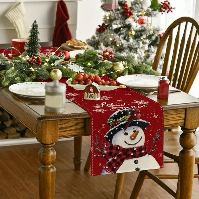 Festive Linen Table Runner – Decorative Dining Table Cover for Seasonal Décor