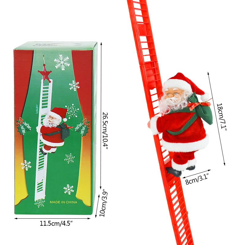 Climbing Holiday Ladder Ornament with Music – Festive Decoration for Tree, Staircase, or Fireplace Display