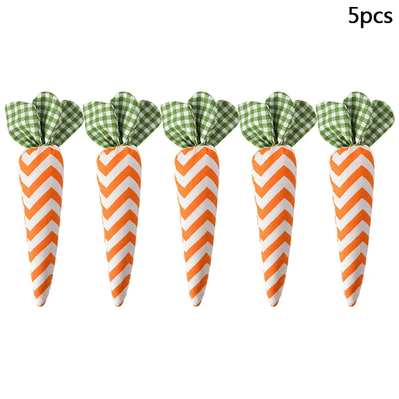 Artificial Carrot Decorations – Set of 1, 3, or 5 Soft Fabric Carrots for Spring, Seasonal Displays, Parties, Home Decor, and Crafts