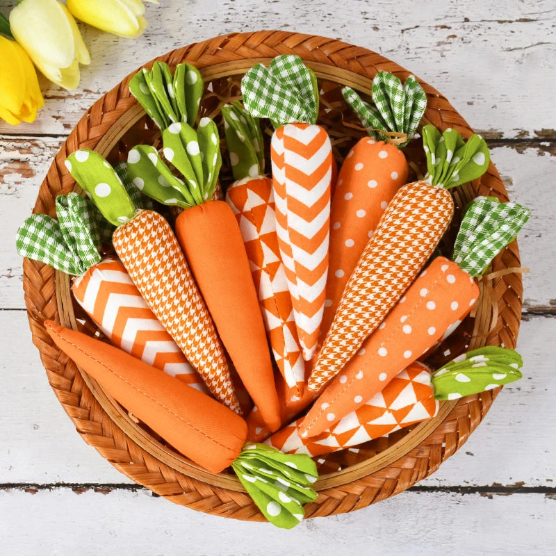 Artificial Carrot Decorations – Set of 1, 3, or 5 Soft Fabric Carrots for Spring, Seasonal Displays, Parties, Home Decor, and Crafts