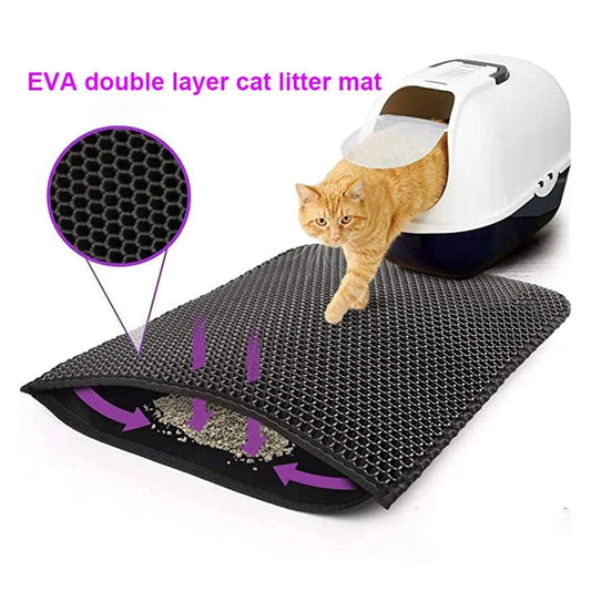 Large Cat Litter Mat - Double Layer Waterproof and Non-Slip Trapping Pad for Easy Cleaning and Mess Containment - Home Fads