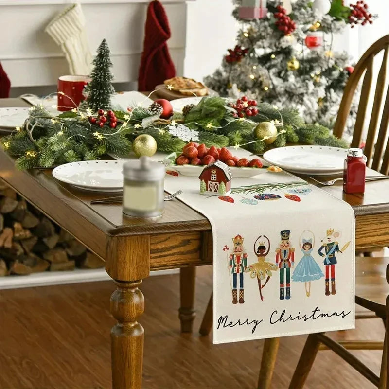 Festive Linen Table Runner – Decorative Dining Table Cover for Seasonal Décor