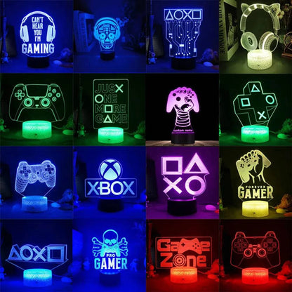 3D Illusion LED Gaming RGB Lamp - USB Powered Night Lights for Gaming Room - Children's Bedroom Lamp - Home Fads