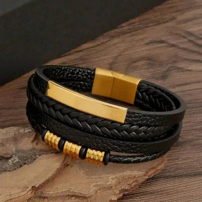 Exquisite Men's Leather Bracelet: Ideal Gift Choice - Handcrafted Multi-Layered Charm Accent - Collection 1 - Home Fads