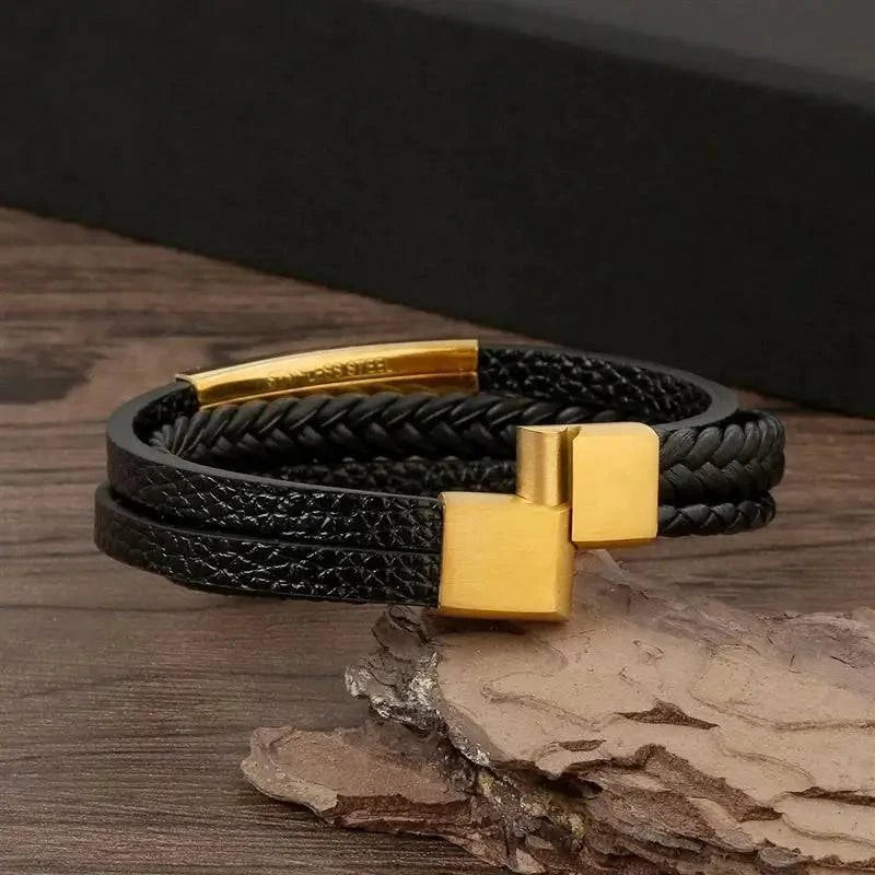 Exquisite Men's Leather Bracelet: Ideal Gift Choice - Handcrafted Multi-Layered Charm Accent - Collection 1 - Home Fads