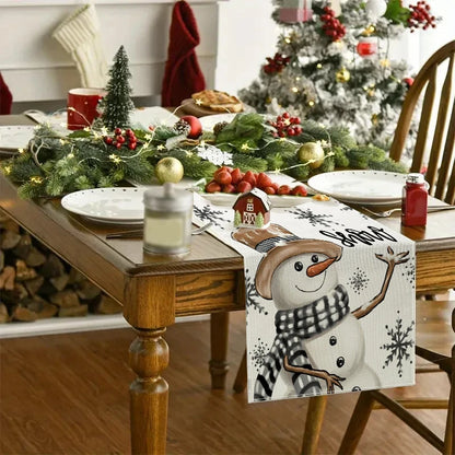 Festive Linen Table Runner – Decorative Dining Table Cover for Seasonal Décor