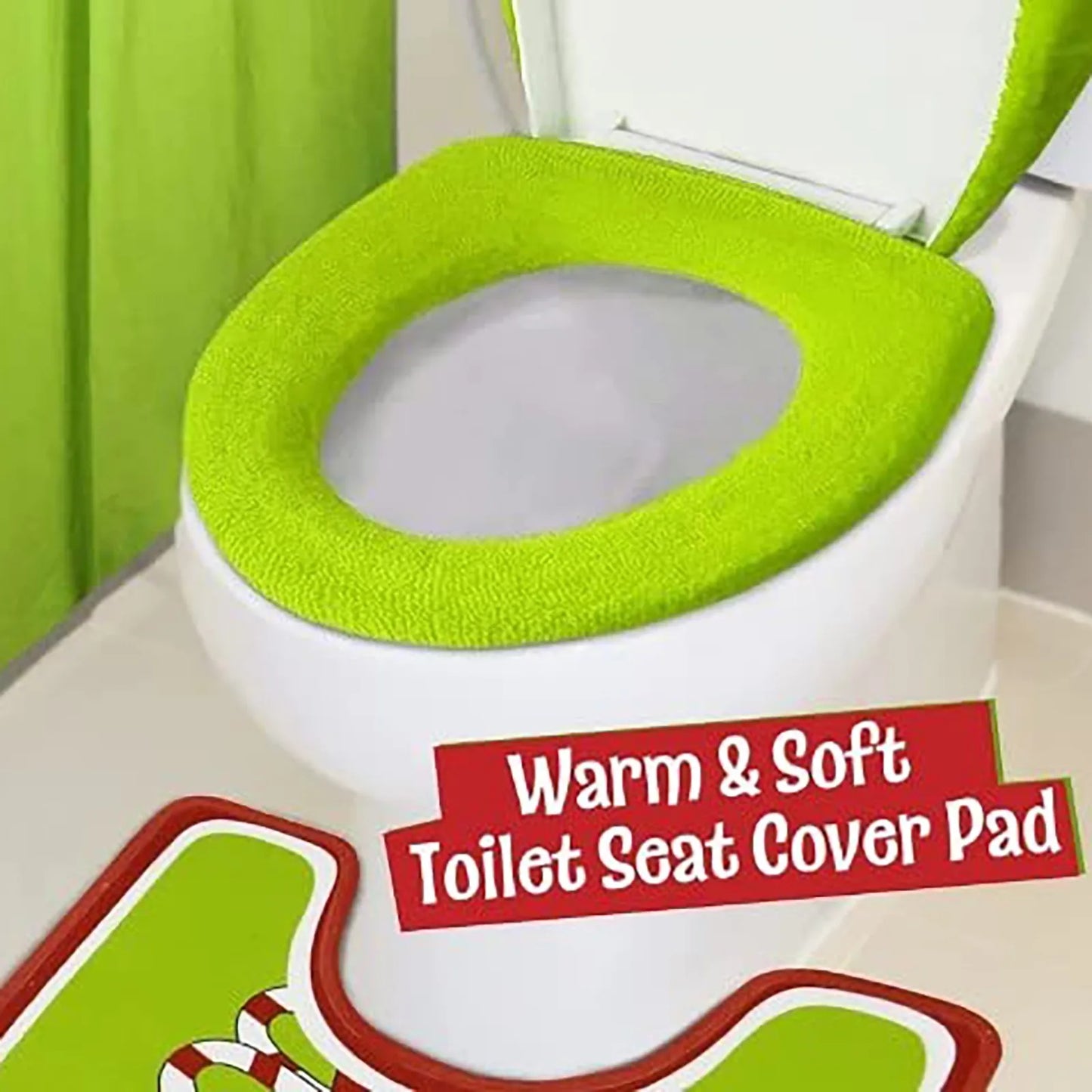 4-Piece Grinch-Themed Bathroom Set – Toilet Seat Cover, Tank Cover, U-Shaped Rug, and Foot Pad for Festive Bathroom Decor