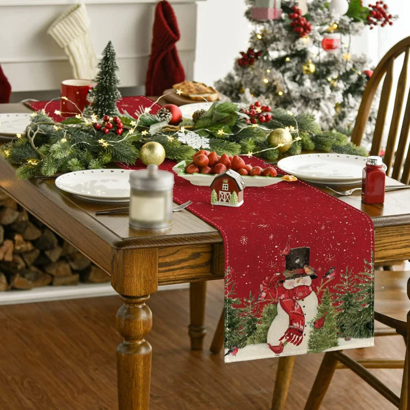 Festive Linen Table Runner – Decorative Dining Table Cover for Seasonal Décor