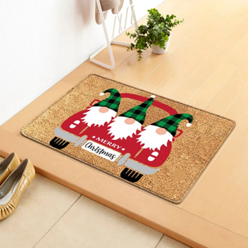 Holiday Doormat - Snowman, Gnomes & Elk Design for Indoor/Outdoor Entrance – Seasonal Home Decor Door Mat