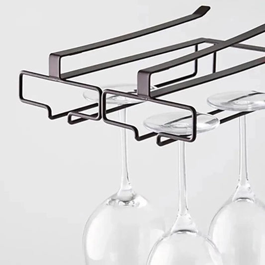 Wall Mounted Wine Glass Rack - No-Drill Hanging Stemware Storage Shelf - Home Fads