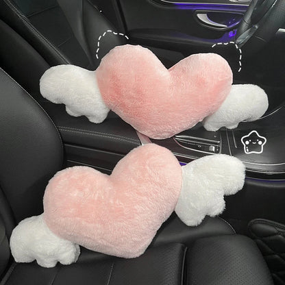 Winged Heart Car Seat Neck Pillow – Plush Comfort with Elastic Strap – Ideal Valentine’s Day & Special Occasion Gift