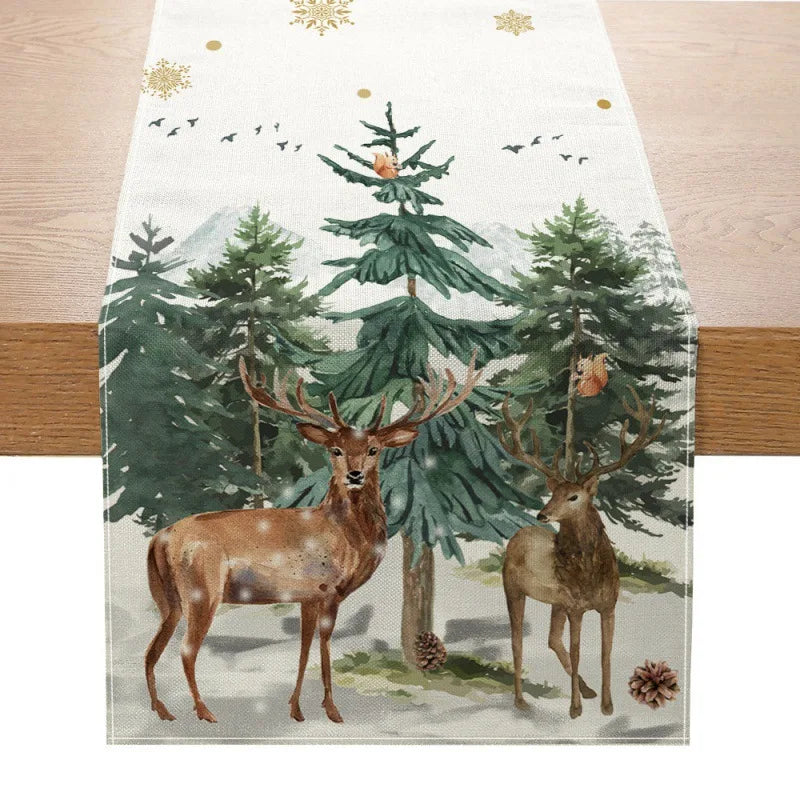 Festive Linen Table Runner – Decorative Dining Table Cover for Seasonal Décor