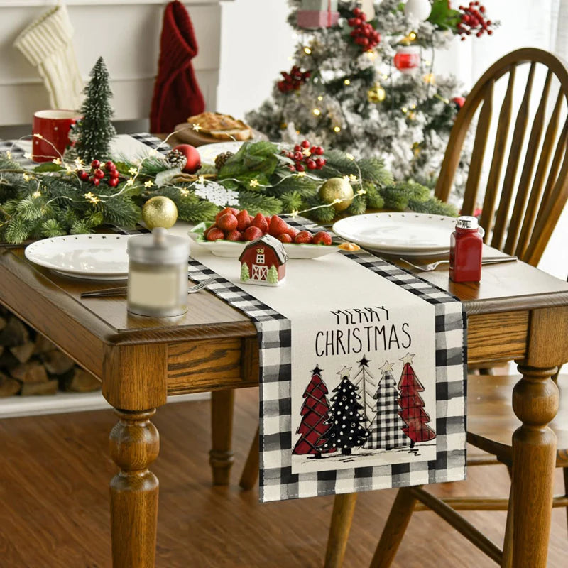 Festive Linen Table Runner – Decorative Dining Table Cover for Seasonal Décor