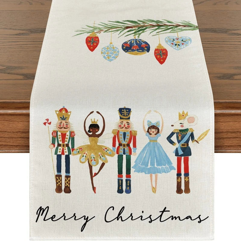 Festive Linen Table Runner – Decorative Dining Table Cover for Seasonal Décor