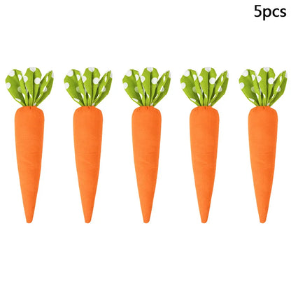 Artificial Carrot Decorations – Set of 1, 3, or 5 Soft Fabric Carrots for Spring, Seasonal Displays, Parties, Home Decor, and Crafts