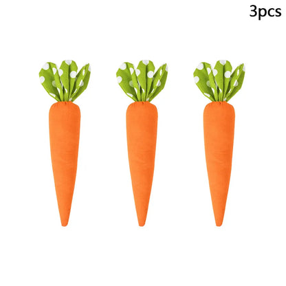 Artificial Carrot Decorations – Set of 1, 3, or 5 Soft Fabric Carrots for Spring, Seasonal Displays, Parties, Home Decor, and Crafts