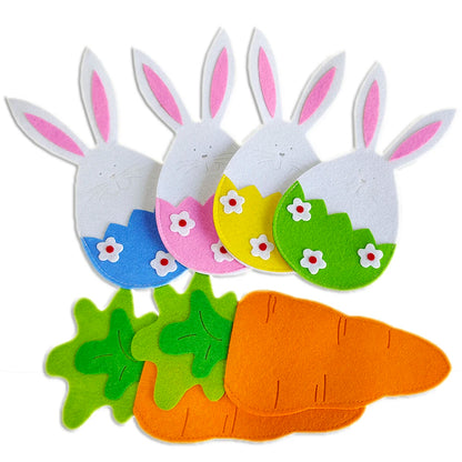 Carrot or Bunny Tableware Holders – Set of 4 Creative Cutlery Bags for Spring and Holiday Parties