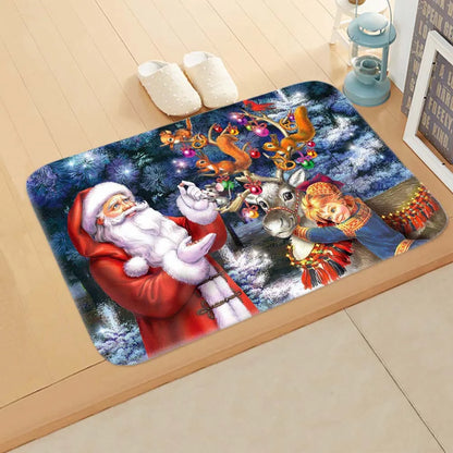 Holiday Doormat - Snowman, Gnomes & Elk Design for Indoor/Outdoor Entrance – Seasonal Home Decor Door Mat