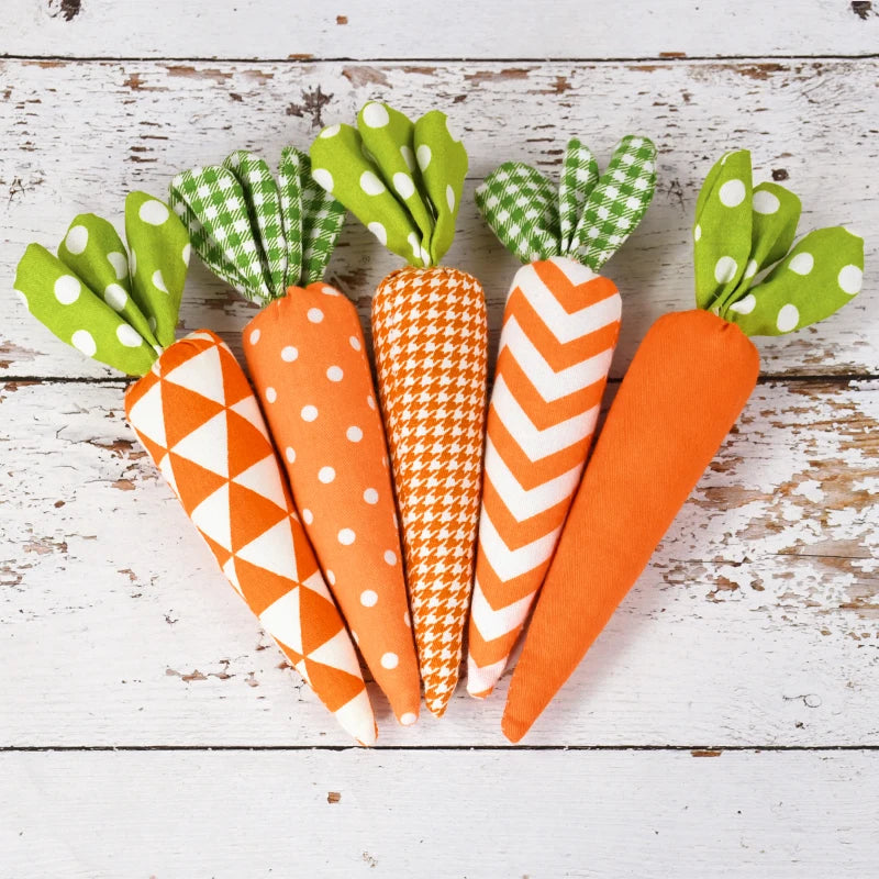 Artificial Carrot Decorations – Set of 1, 3, or 5 Soft Fabric Carrots for Spring, Seasonal Displays, Parties, Home Decor, and Crafts