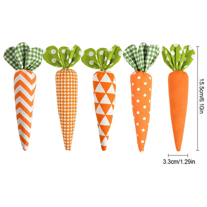 Artificial Carrot Decorations – Set of 1, 3, or 5 Soft Fabric Carrots for Spring, Seasonal Displays, Parties, Home Decor, and Crafts