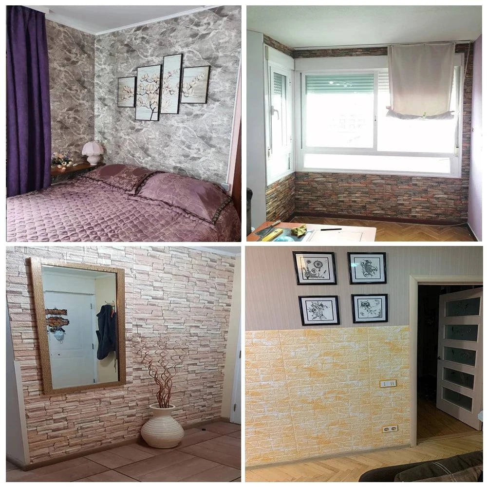 Self-Adhesive 3D Brick Wallpaper Set: Versatile Home Decor Wall Sticker Panels for Kitchen, Bedroom, Office, and Living Room - 25pcs Pack - Home Fads 