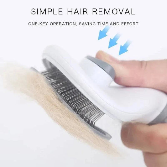 Self-Cleaning Pet Hair Remover Brush for Dogs and Cats - Stainless Steel Grooming Tool - Home Fads 