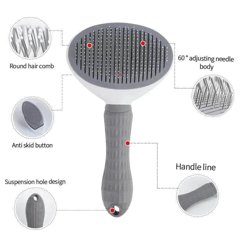 Self-Cleaning Pet Hair Remover Brush for Dogs and Cats - Stainless Steel Grooming Tool - Home Fads 