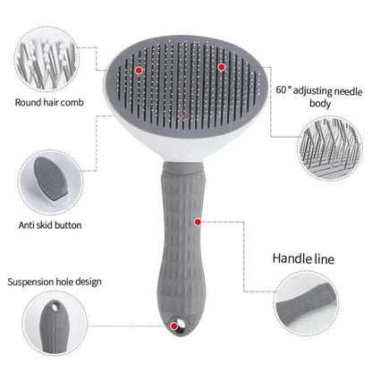 Self-Cleaning Pet Hair Remover Brush for Dogs and Cats - Stainless Steel Grooming Tool - Home Fads 