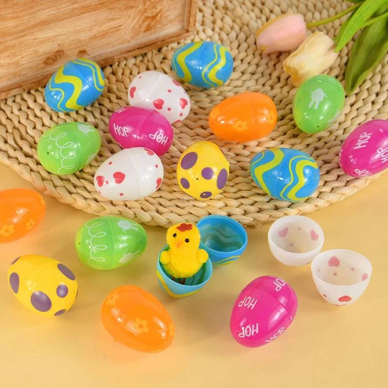 Set of 12 / 24 Colorful Plastic Fillable Eggs – Ideal for Kids’ Favors, Parties, Home Decor, and Candy Gift Packaging - Home Fads 