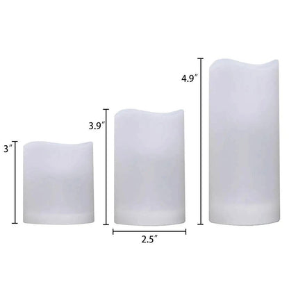 Set of 3 LED Color Changing Flameless Candles - Remote Controlled Timer - Battery Operated Pillar Candles for Home, Wedding, Parties - Home Fads 