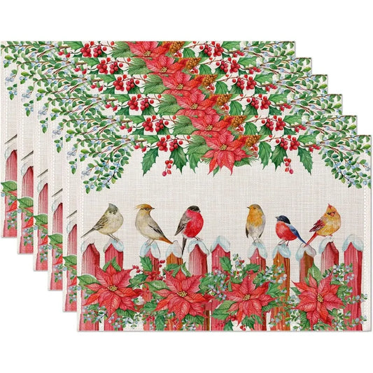Set of 4/6/8 Eco-Friendly Linen Placemats – Non-Slip Rectangular Table Mats for Festive Decor - Home Fads 