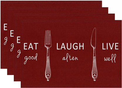 Set of 4/6/8 Eco-Friendly Linen Placemats – Non-Slip Rectangular Table Mats for Festive Decor - Home Fads 