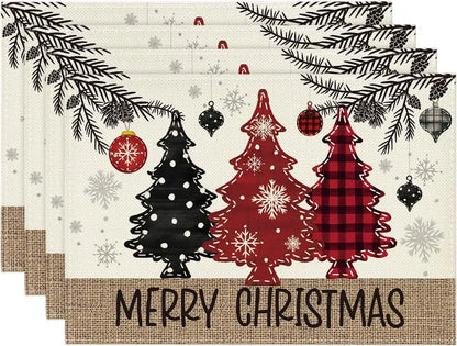 Set of 4/6/8 Eco-Friendly Linen Placemats – Non-Slip Rectangular Table Mats for Festive Decor - Home Fads 