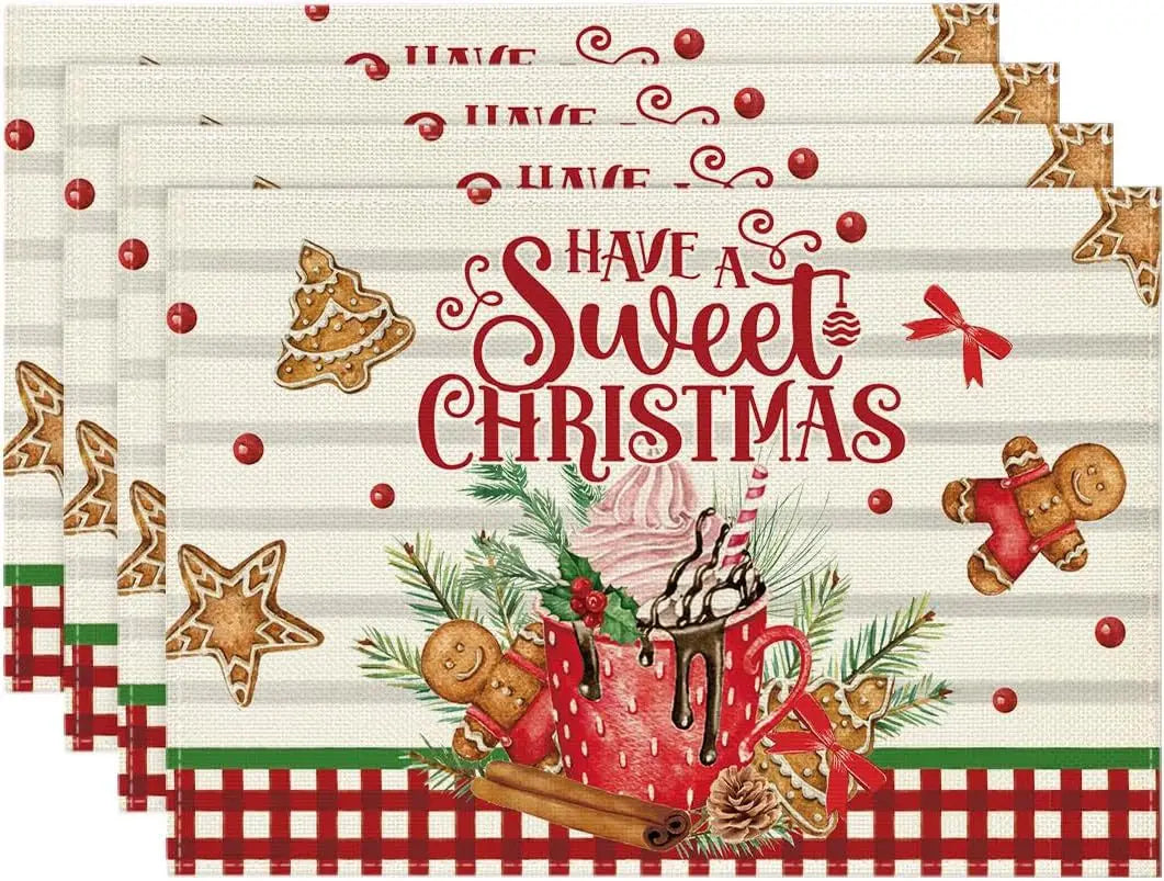 Set of 4/6/8 Eco-Friendly Linen Placemats – Non-Slip Rectangular Table Mats for Festive Decor - Home Fads 