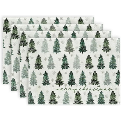 Set of 4/6/8 Eco-Friendly Linen Placemats – Non-Slip Rectangular Table Mats for Festive Decor - Home Fads 