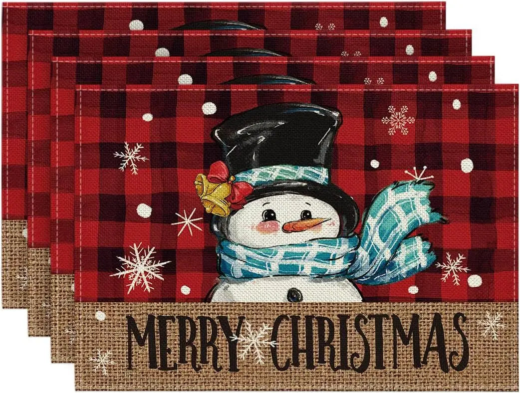 Set of 4/6/8 Eco-Friendly Linen Placemats – Non-Slip Rectangular Table Mats for Festive Decor - Home Fads 