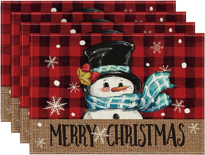Set of 4/6/8 Eco-Friendly Linen Placemats – Non-Slip Rectangular Table Mats for Festive Decor - Home Fads 