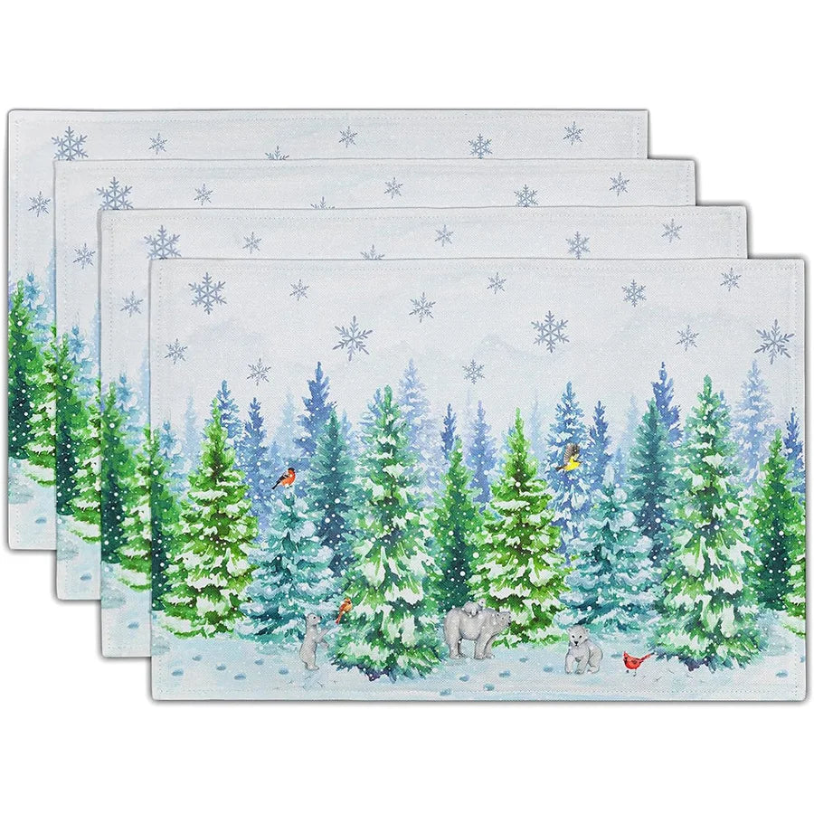 Set of 4/6/8 Eco-Friendly Linen Placemats – Non-Slip Rectangular Table Mats for Festive Decor - Home Fads 