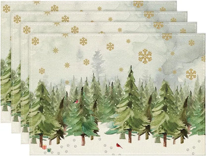 Set of 4/6/8 Eco-Friendly Linen Placemats – Non-Slip Rectangular Table Mats for Festive Decor - Home Fads 