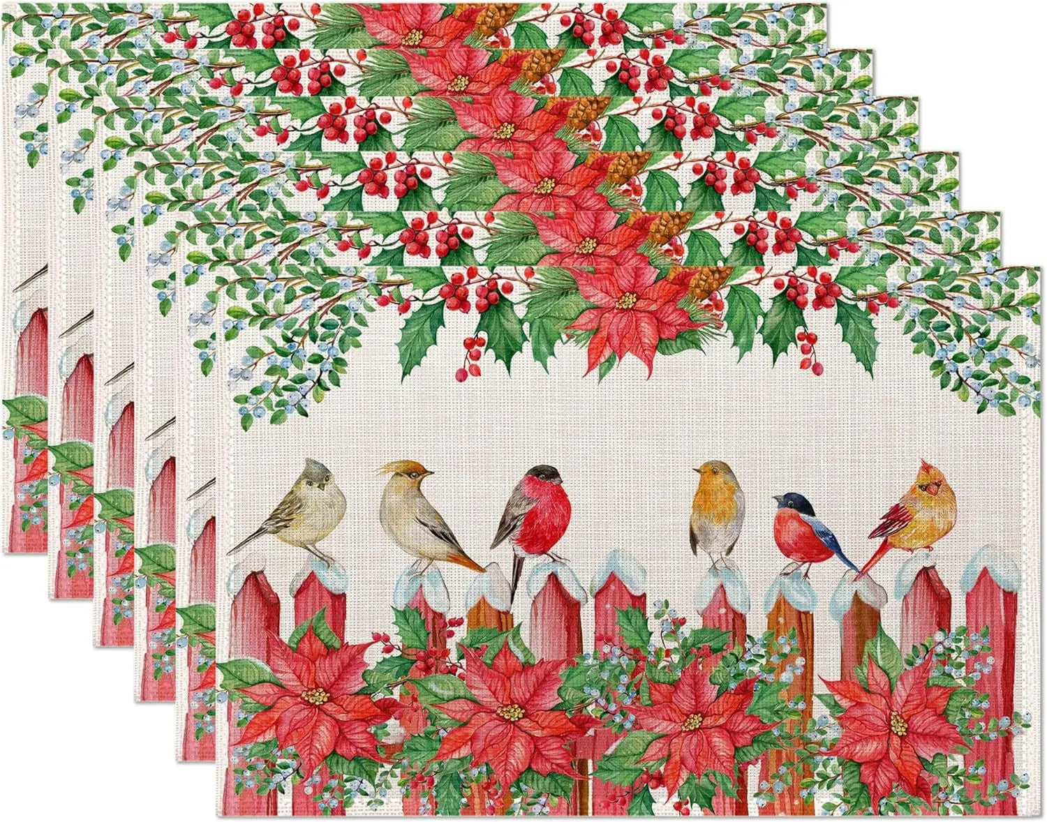 Set of 4/6/8 Eco-Friendly Linen Placemats – Non-Slip Rectangular Table Mats for Festive Decor - Home Fads 