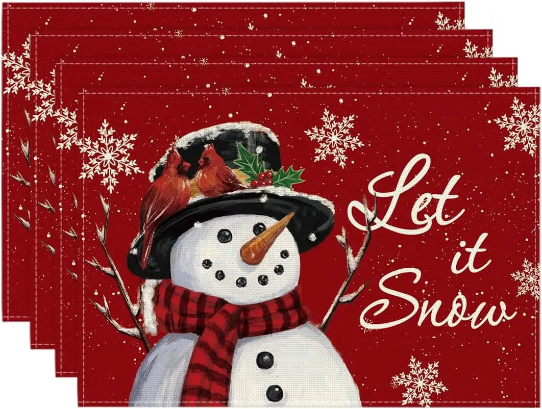 Set of 4/6/8 Eco-Friendly Linen Placemats – Non-Slip Rectangular Table Mats for Festive Decor - Home Fads 