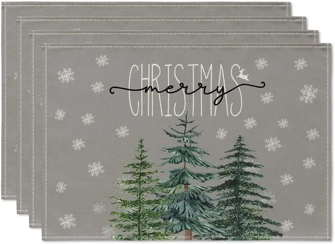 Set of 4/6/8 Eco-Friendly Linen Placemats – Non-Slip Rectangular Table Mats for Festive Decor - Home Fads 