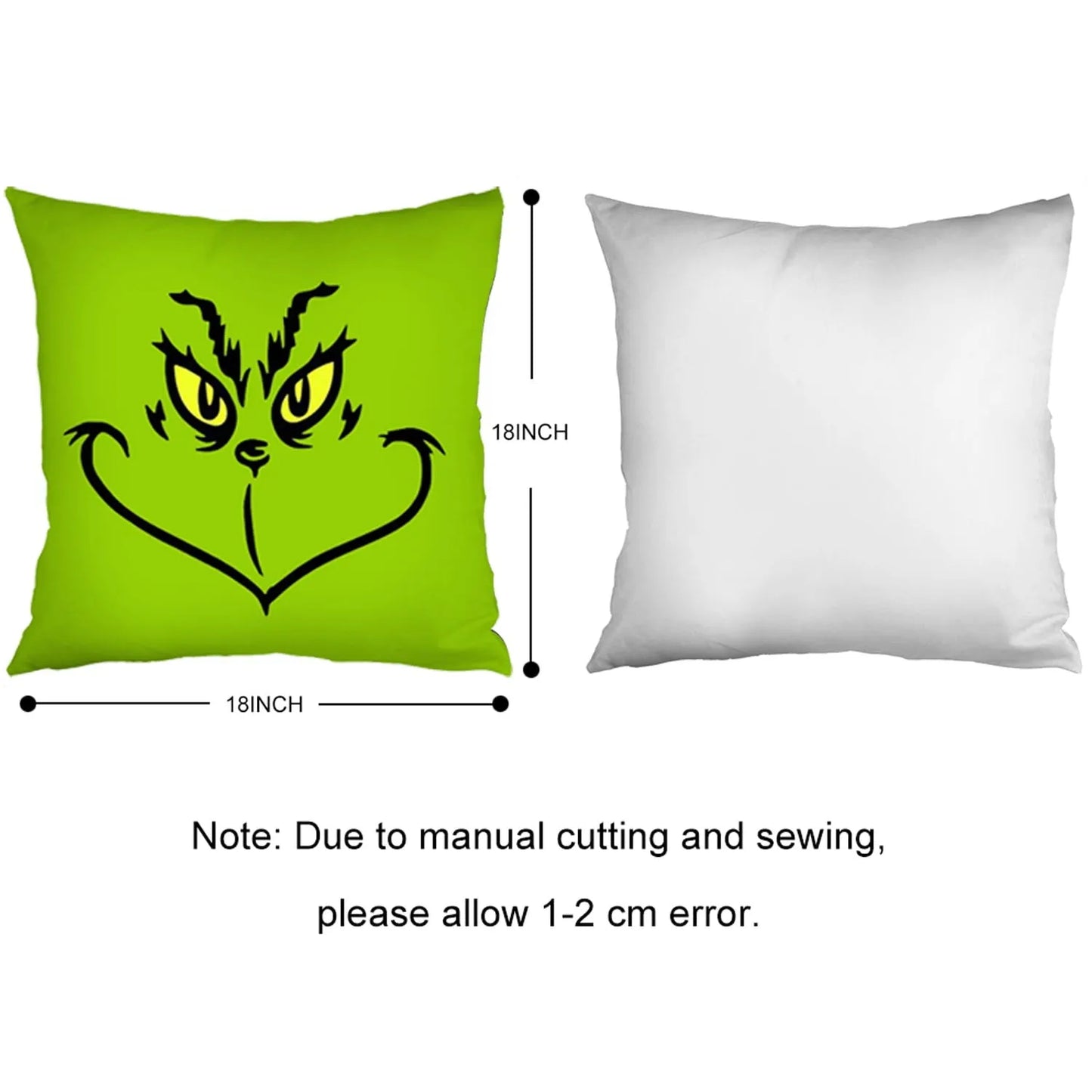 Set of 4 Holiday Pillow Covers 45x45cm – Festive Decorative Pillowcases with Grinch-Inspired Character for Sofa or Couch Decor - Home Fads 