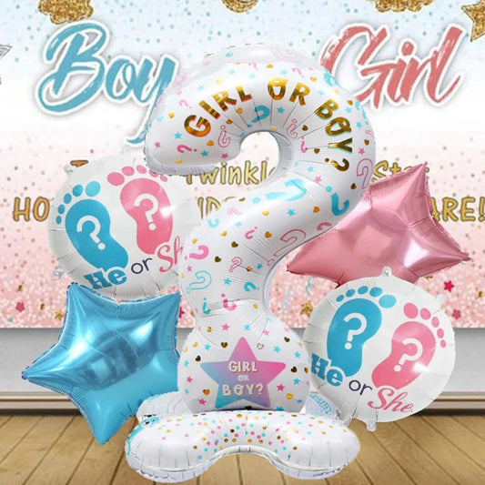 Set of 5 Gender Reveal Party Balloons - Decorations for Boy or Girl Theme Celebrations - Home Fads 