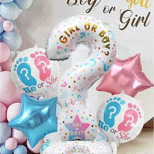 Set of 5 Gender Reveal Party Balloons - Decorations for Boy or Girl Theme Celebrations - Home Fads 
