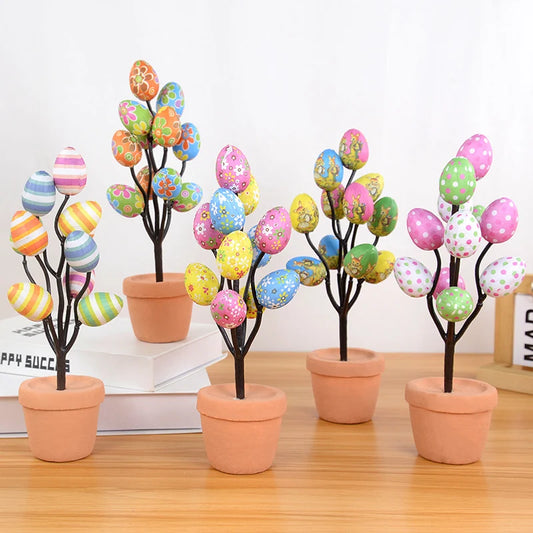 Colorful Foam Egg Tree Flowerpot – Creative Tabletop Décor for Spring and Holiday Displays