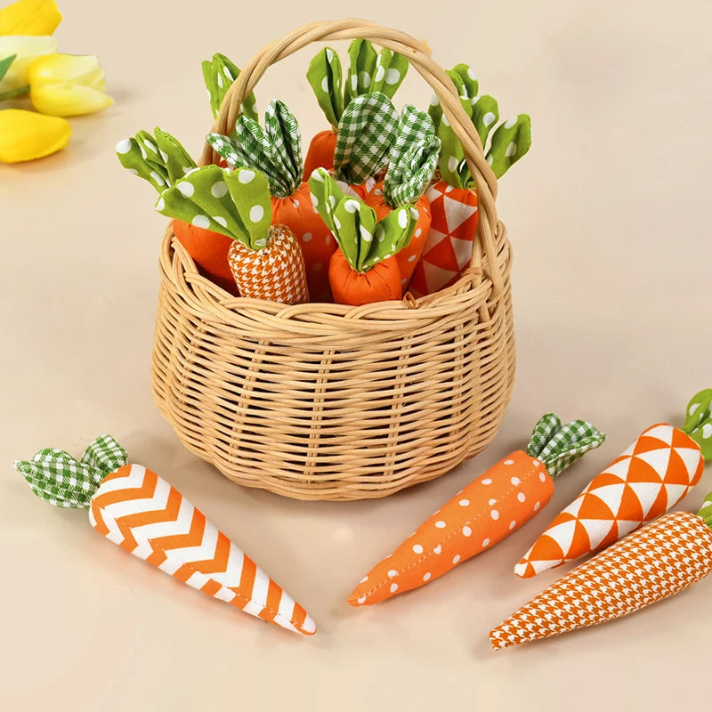 Artificial Carrot Decorations – Set of 1, 3, or 5 Soft Fabric Carrots for Spring, Seasonal Displays, Parties, Home Decor, and Crafts