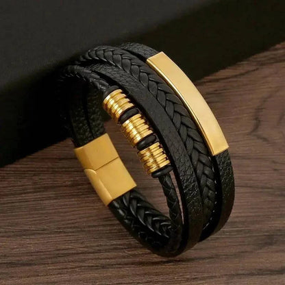 Exquisite Men's Leather Bracelet: Ideal Gift Choice - Handcrafted Multi-Layered Charm Accent - Collection 1 - Home Fads