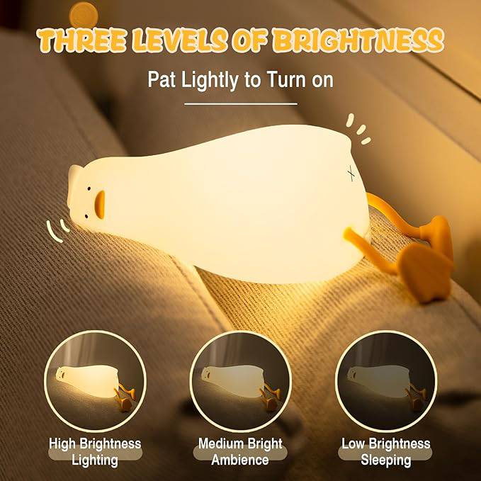 Silicone Duck LED Night Light - Rechargeable Lamp for Children's Bedside, Home Decor, and Birthday Gift - Home Fads 